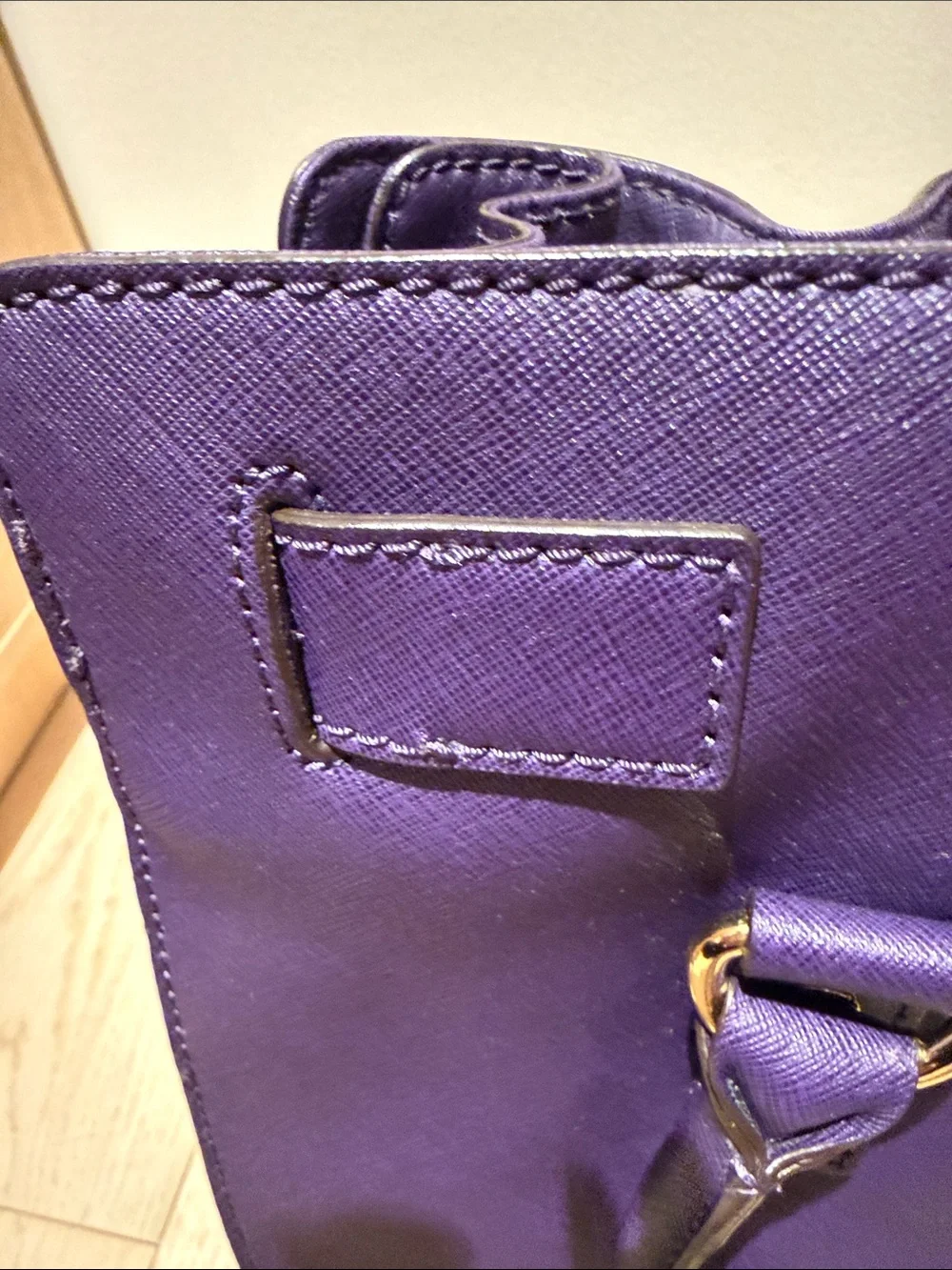 Michael Kors Purple Saffiano Satchel with Gold Hardware